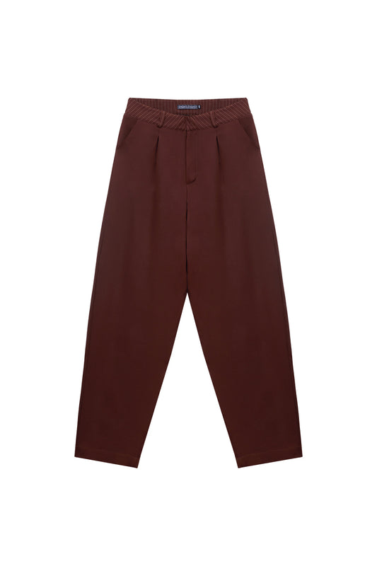 Calça Alfaiataria Cós Listrado Marrom MONOPOLY x MITTMANN