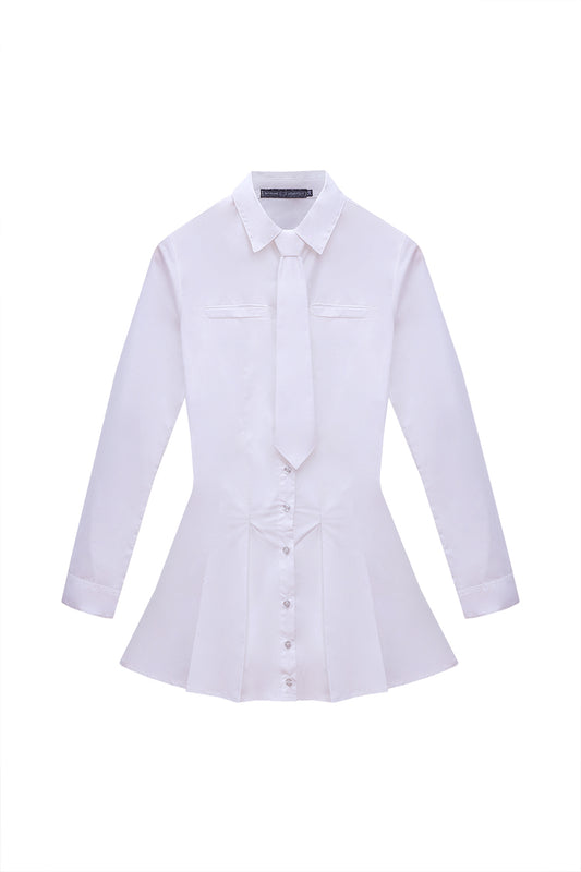 Vestido Alfaiataria Branco com Gravata MONOPOLY x MITTMANN