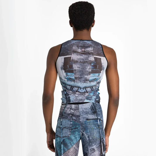 Blue Jeans Mesh Tulle Tank Top
