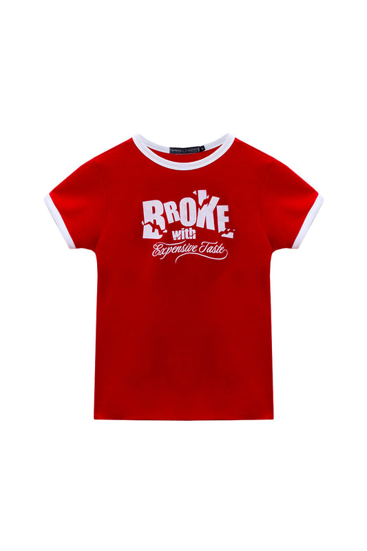 Baby Tee Vermelha Broke With Expensive Taste MONOPOLY x MITTMANN