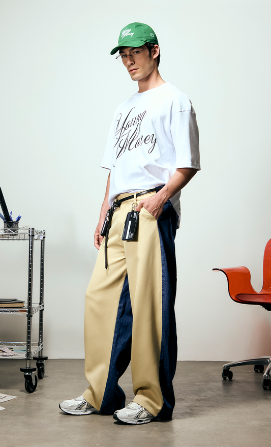 Calça Alfaiataria Bege e Jeans MONOPOLY x MITTMANN