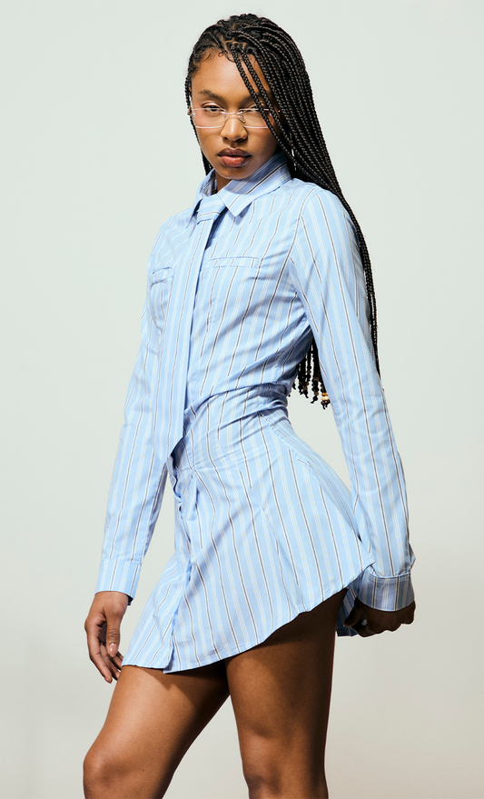 Vestido Alfaiataria Azul com Gravata MONOPOLY x MITTMANN