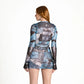 Blue Jeans Mesh Tulle Blouse