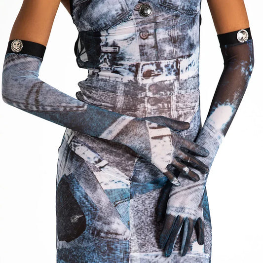 Blue Jeans Mesh Tulle Glove